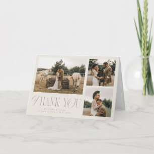 Carte De Remerciements Élégance Rustique Mariage Multi Photo Greige