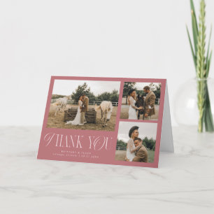 Carte De Remerciements Élégance Rustique Mariage Rose Multi Photo