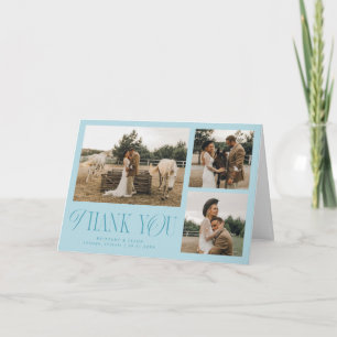 Carte De Remerciements Élégance Rustique Mariage Turquoise Multi Photo