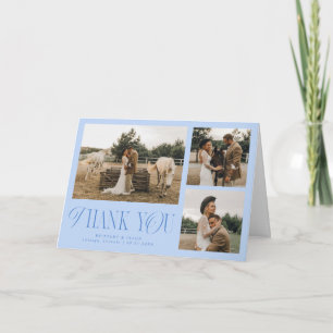 Carte De Remerciements Élégance Rustique Multi Photo Mariage Bleu Glacé