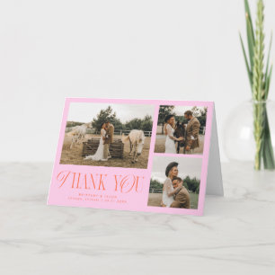 Carte De Remerciements Élégance Rustique Multi Photo Mariage Rose Orange