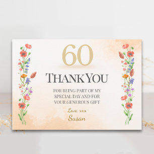 Carte De Remerciements Élégant 60e anniversaire - Conception de fleurs sa
