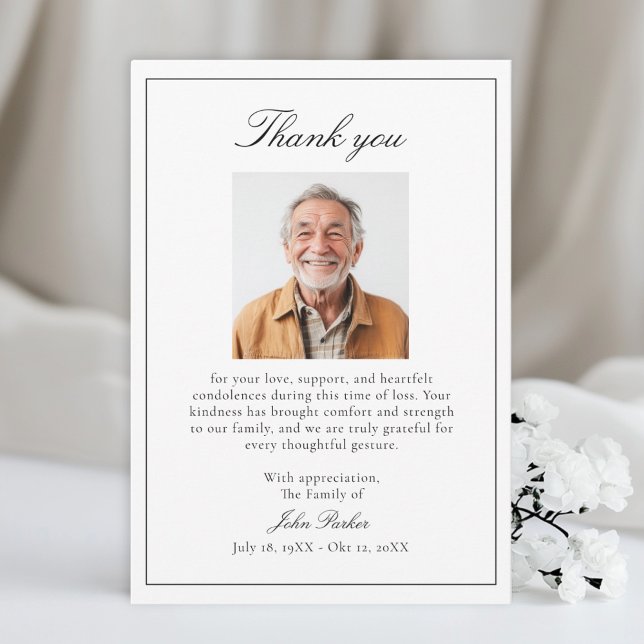 Carte De Remerciements Elegant After Funeral Memorial Sympathy  (Elegant After Funeral Memorial Sympathy Thank You Card)