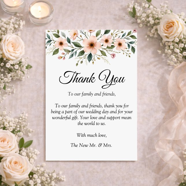 Carte De Remerciements Elegant Anemone Wildflower Botanical Wedding  (Créateur téléchargé)