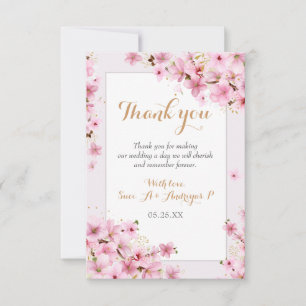 Carte De Remerciements Elégant Aquarelle Cerisier Fleur Printemps Mariage