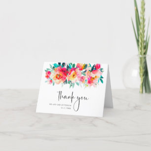 Carte De Remerciements Élégant aquarelle fleurs sauvages botanique mariag