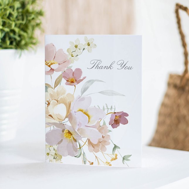 Carte De Remerciements Elégant aquarelle Floral Memorial plié (Créateur téléchargé)