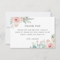 Elégant aquarelle florale succulents anniversaire