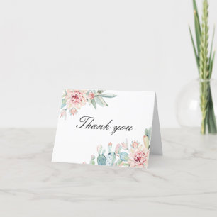 Carte De Remerciements Elégant aquarelle florale succulents anniversaire