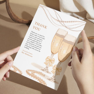 Carte De Remerciements Élégant Arc d'Or Perles et Prosecco Enterrement de