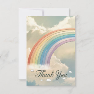 Carte De Remerciements Elégant arc-en-ciel mignon et nuages