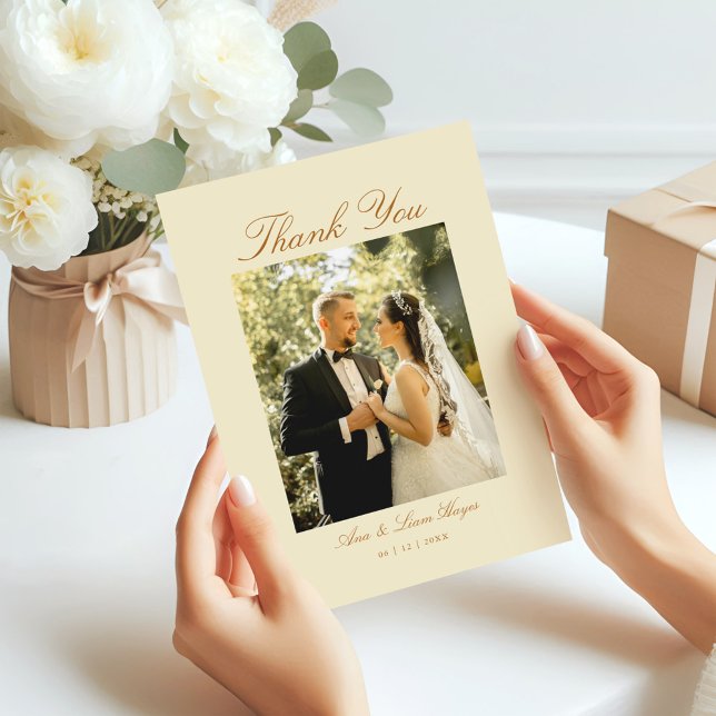 Carte De Remerciements Élégant Arc Photo Script minimal (Créateur téléchargé)