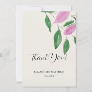 Carte De Remerciements Élégant Art Fleur sauvage d'aquarelle romantique
