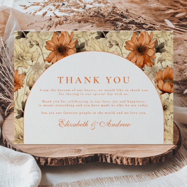 Carte De Remerciements Elegant Autumn Botanical Wedding (Créateur téléchargé)