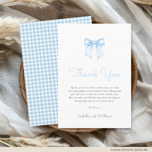 Carte De Remerciements Elégant Baby shower bébé bleu Bow