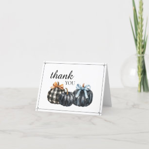 Carte De Remerciements Elégant Baby shower Citrouille d'aquarelle noire