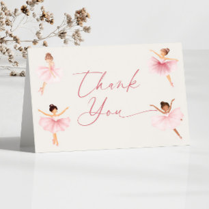 Carte De Remerciements Élégant Baby shower de ballet rose Ballerina