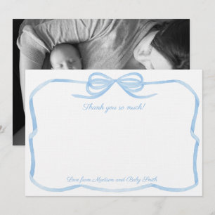 Carte De Remerciements Élégant Baby shower de garçon de garçon Pale Blue