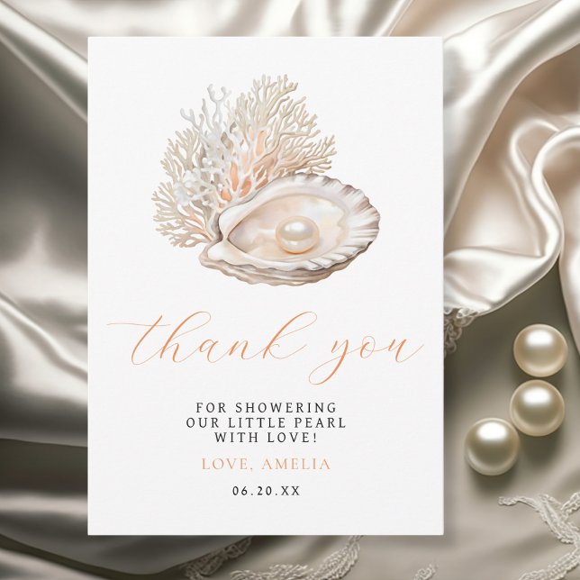 Carte De Remerciements Elégant Baby shower de perle d'aquarelle (Créateur téléchargé)