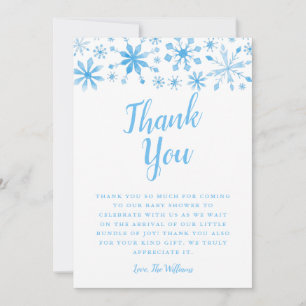 Carte De Remerciements Élégant Baby shower des merveilles d'hiver Bleu