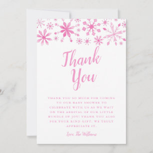 Carte De Remerciements Élégant Baby shower des Wonderland d'hiver rose