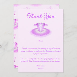 Carte De Remerciements Elégant Ballet rose Anniversaire Tutu Aquarelle