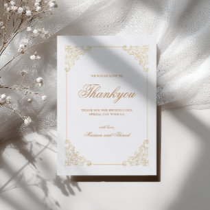 Carte De Remerciements Élégant Baroque Mariage Remerciements Style Script