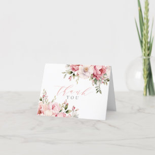 Carte De Remerciements Élégant Bébé rose En Fleur Baby shower Fille Plié