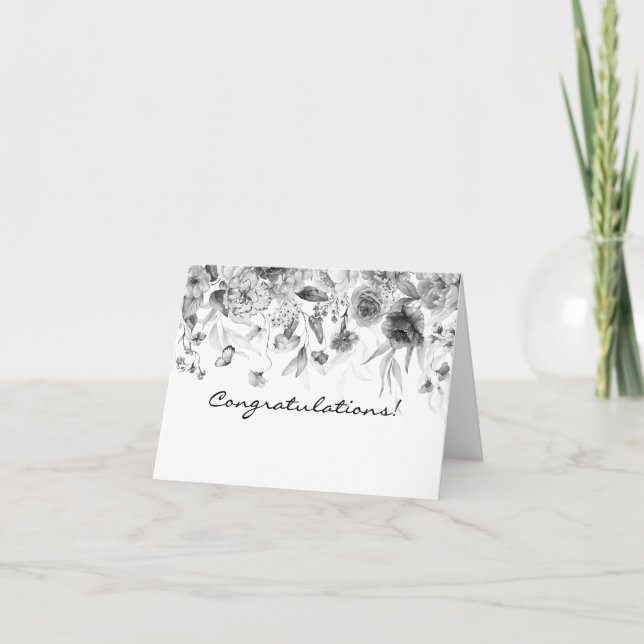 Carte De Remerciements Elegant Black and White Congratulations Card (Devant)
