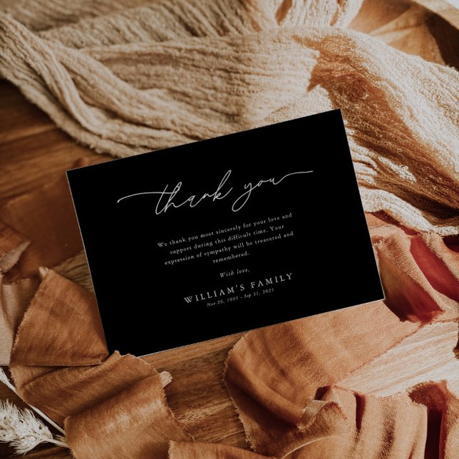 Carte De Remerciements Elegant Black Funeral (Créateur téléchargé)