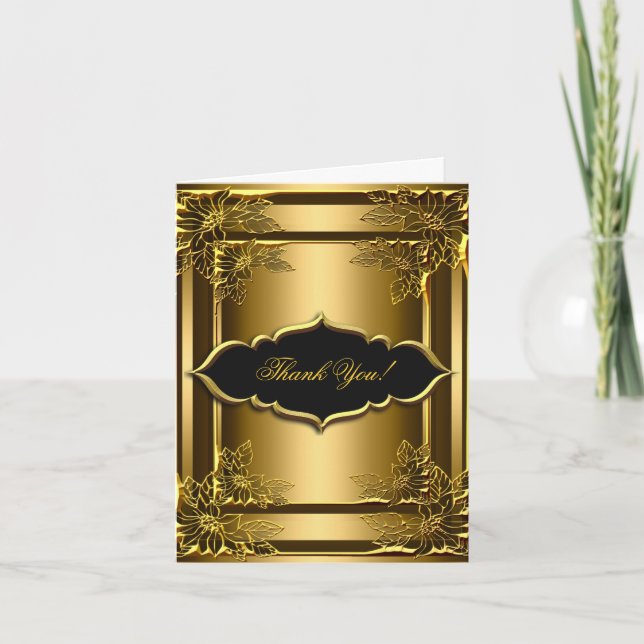 Carte de remerciements Elegant Black Gold (Devant)