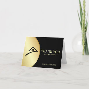 Carte De Remerciements Elegant Black & Gold