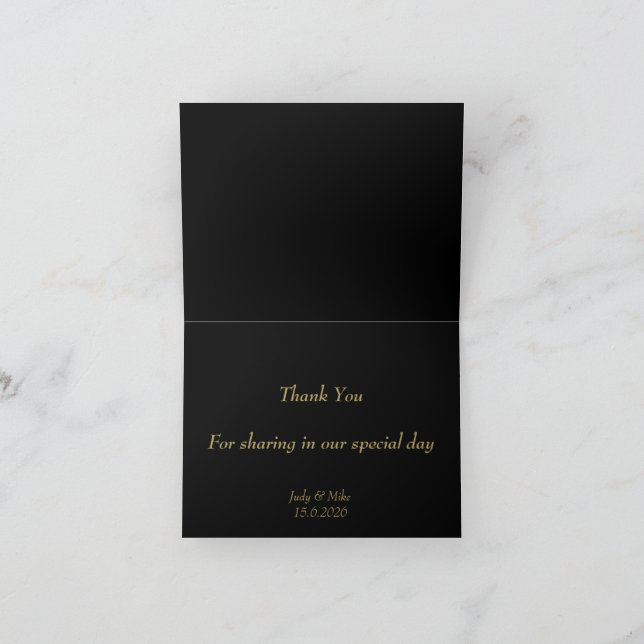 Carte De Remerciements Elegant Black & Gold Than You card (Intérieur)