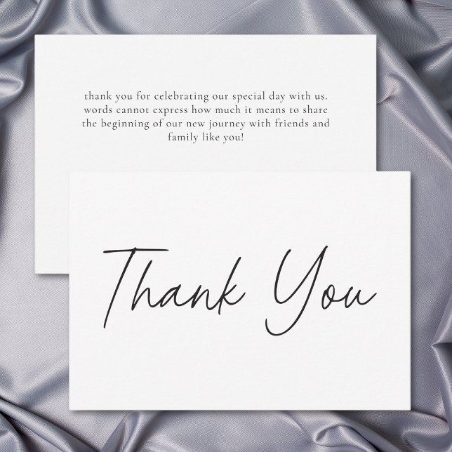 Carte De Remerciements Elegant Black White Minimalist Wedding (Elegant Black White Minimalist Wedding Thank You Card)