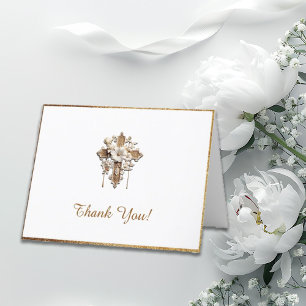 Carte De Remerciements Elégant blanc avec finition or