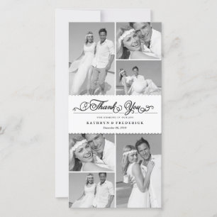Carte De Remerciements Élégant Blanc Scalloped Band 6 Photo Chic Mariage
