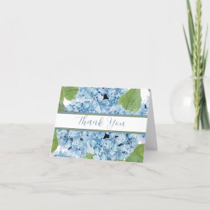 Carte De Remerciements Elégant bleu aquarelle Hydrangea Floral Mariage