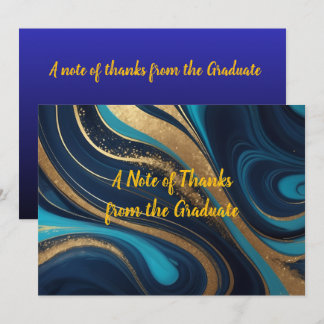 Carte De Remerciements Élégant Bleu Nuit Or Graduation 2026