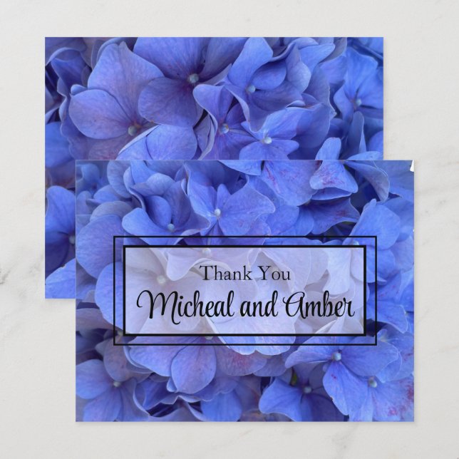 Carte De Remerciements Elégant bleu perwinkle hydrangée florale (Devant / Derrière)