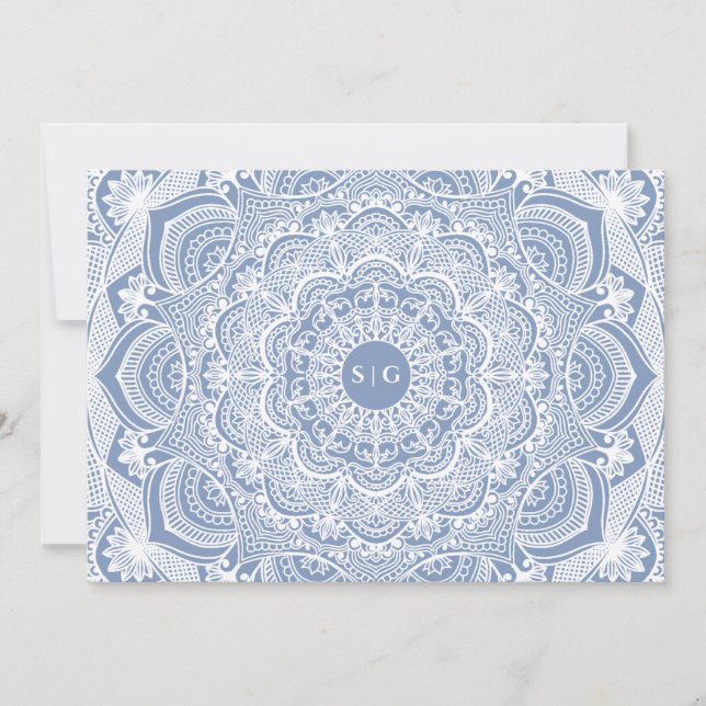 Carte De Remerciements Elégant bleu poussiéreux en dentelle blanche class (Devant)