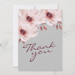 Carte De Remerciements Elégant bleu rose rouille aquarelle photo florale