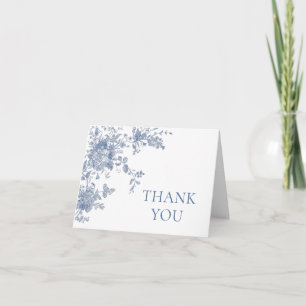 Carte De Remerciements Elégant bleu Vintage Fleurs de Jardin Français