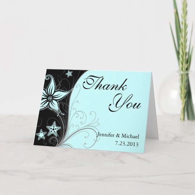 Carte De Remerciements Elegant Blue Beach Destination Themed Thank You (Devant)