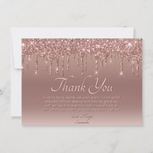 Carte De Remerciements Elégant Blush Parties scintillant rose Drithday Me