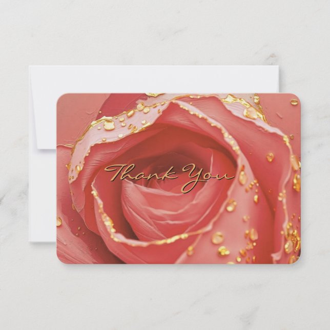 Carte De Remerciements  Elegant Blush Rose & Gold Thank You Card (Devant)