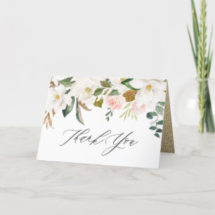 Carte De Remerciements Elégant Blush & White Floral Spring Wedding