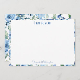 Carte De Remerciements Elégant Boho bleu clair aquarelle personnalisée
