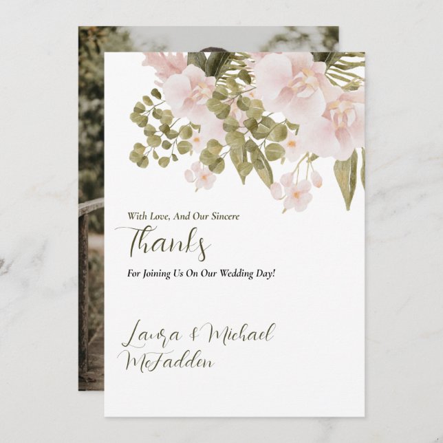 Carte De Remerciements Élégant BOHO Blush Pink Mariage (Devant / Derrière)