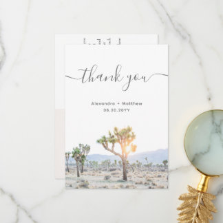 Carte De Remerciements Elégant Boho Desert Greenery Joshua Tree Mariage