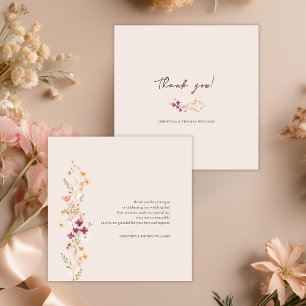 Carte De Remerciements Elegant Boho Fleur sauvage Mariage d'automne
